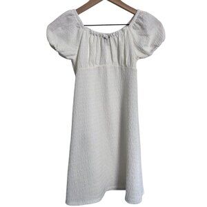 White Puff-Sleeve Mini Babydoll Dress Milkmaid style Size XS